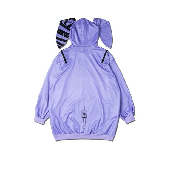 Goth Punk Bunny Ear shoulder zip purple hoodie - Picture 2 of 4